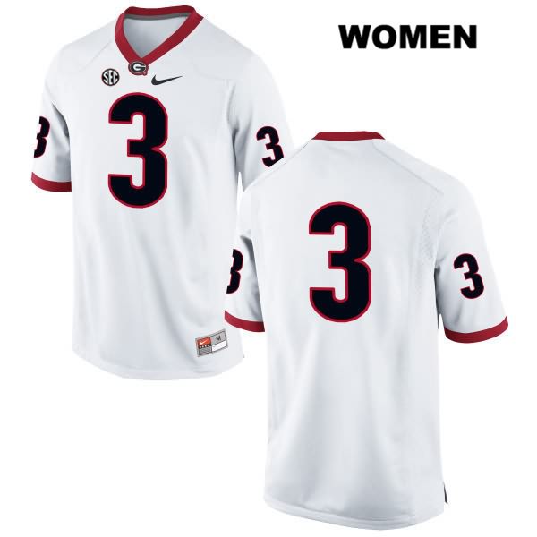 Georgia Bulldogs Women's Zamir White #3 NCAA No Name Authentic White Nike Stitched College Football Jersey NGG3156BD